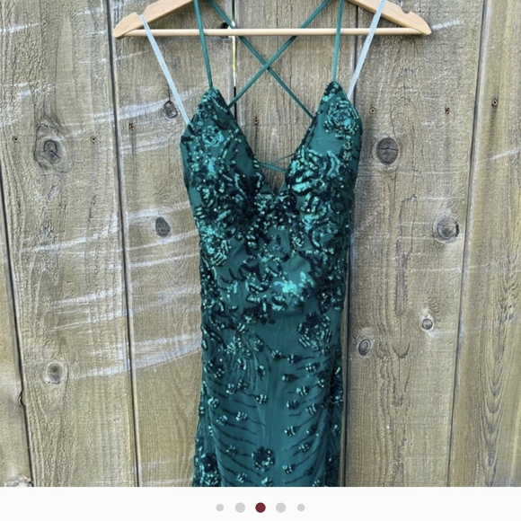Lulus Photo Finish Forest Green Sequin Lace-Up Maxi Dress XL - Picture 7 of 13